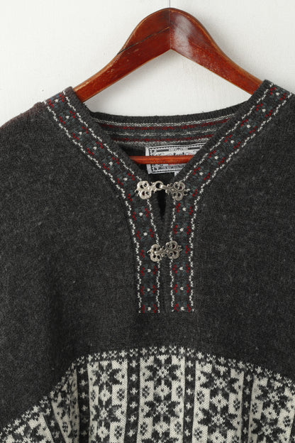 Broadway Men M Jumper Gray Wool Nordic Design Tyrol Vintage Sweater