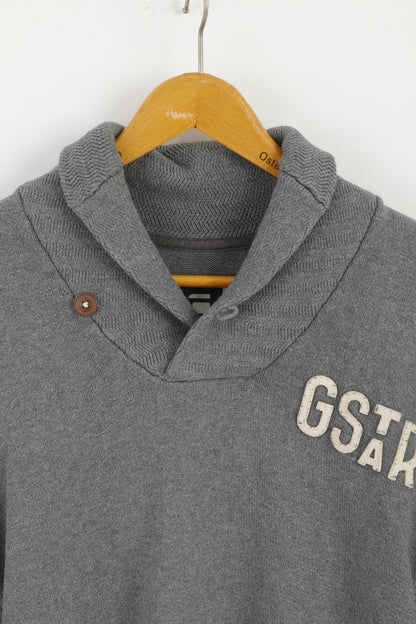 Maglione G-Star Raw da uomo XL (L) maglione lavorato a maglia con collo a scialle in cotone grigio