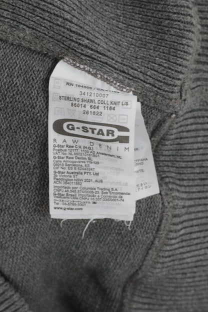 Maglione G-Star Raw da uomo XL (L) maglione lavorato a maglia con collo a scialle in cotone grigio