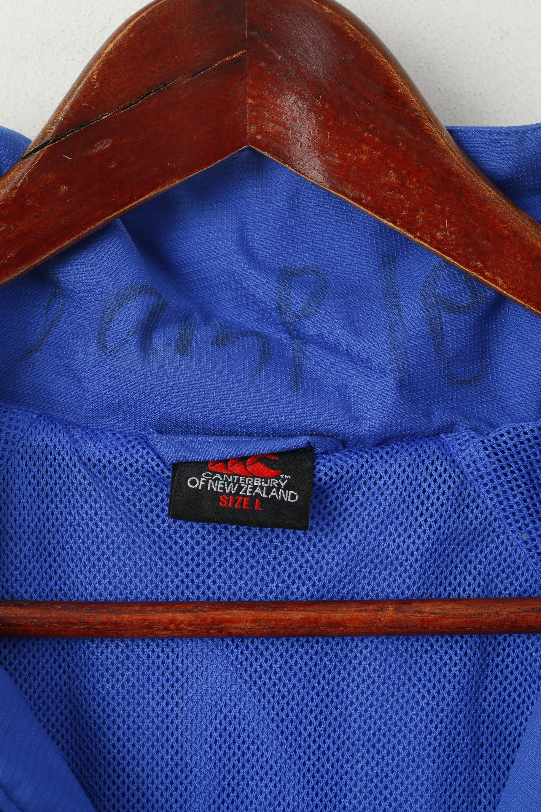 Canterbury Of New Zealand Hommes L Veste Pull Bleu À Capuche En Nylon Col Zip Haut De Sport