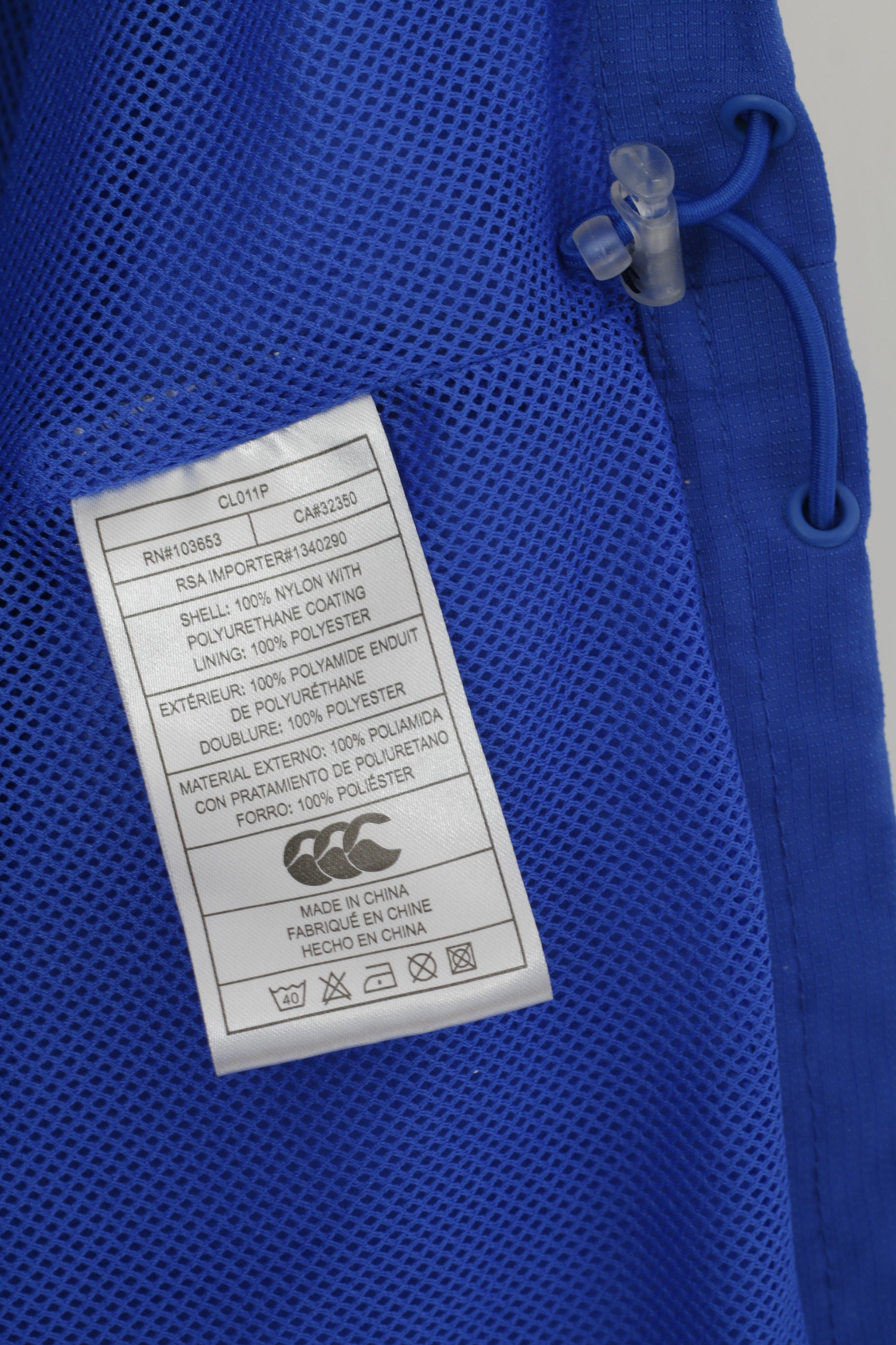 Canterbury Of New Zealand Hommes L Veste Pull Bleu À Capuche En Nylon Col Zip Haut De Sport