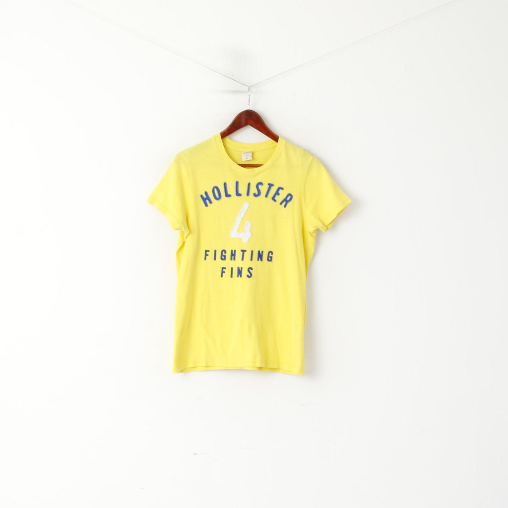 Hollister Men S Shirt Yellow Cotton Crew Neck Fighting Fins #4 Summer Top