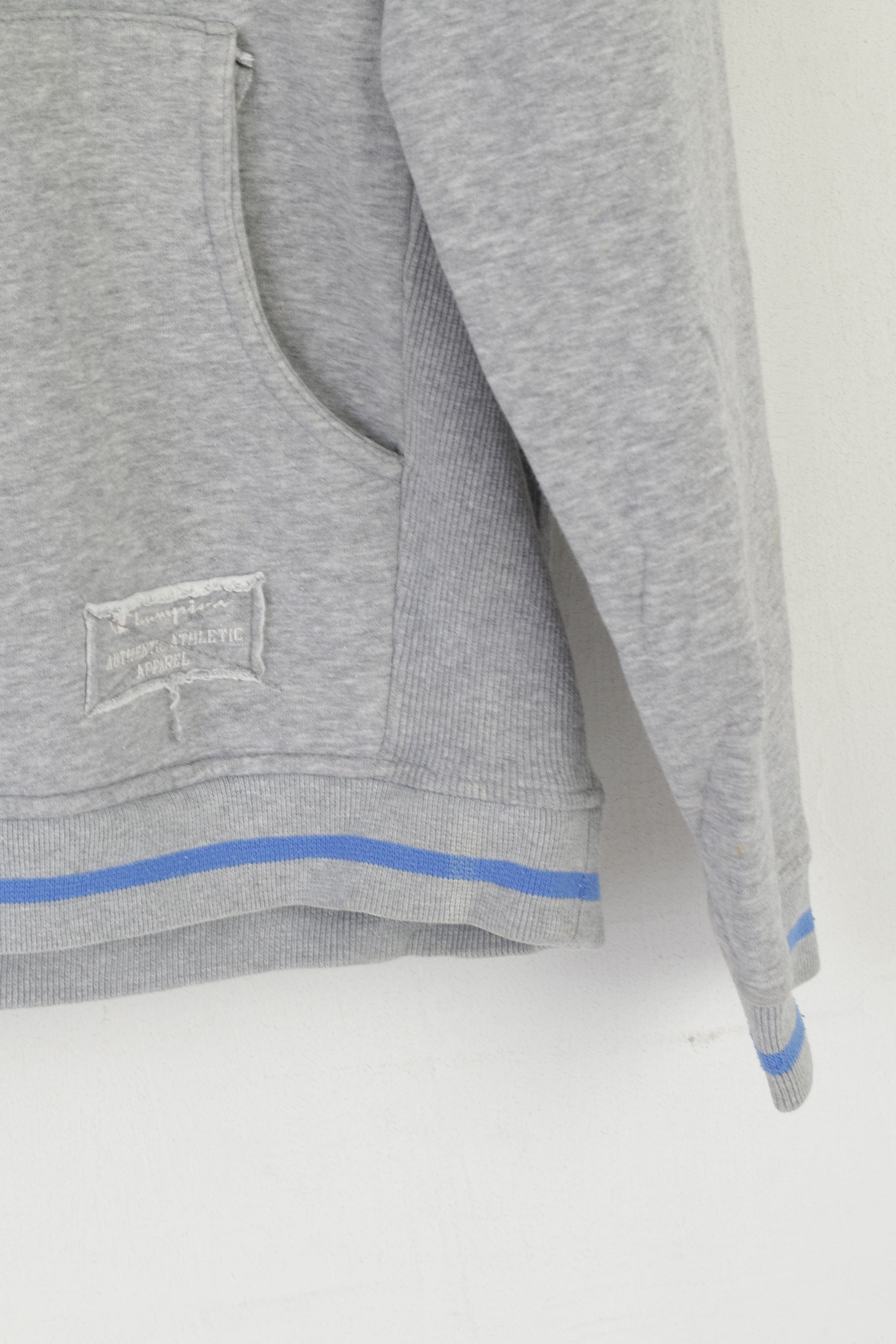 Champion Men M Sweatshirt Grey Cotton Vintage Kangaroo Pocket Hoodie Top