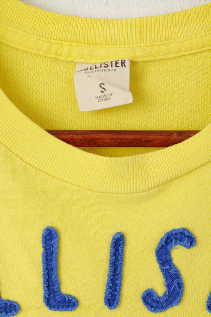 Maglietta Hollister da uomo in cotone giallo, girocollo, Fighting Fins #4, top estivo