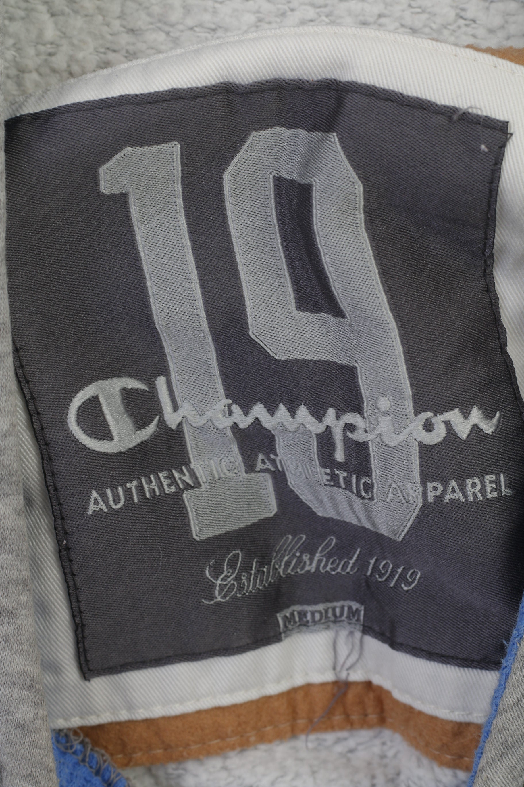 Champion Men M Sweatshirt Grey Cotton Vintage Kangaroo Pocket Hoodie Top