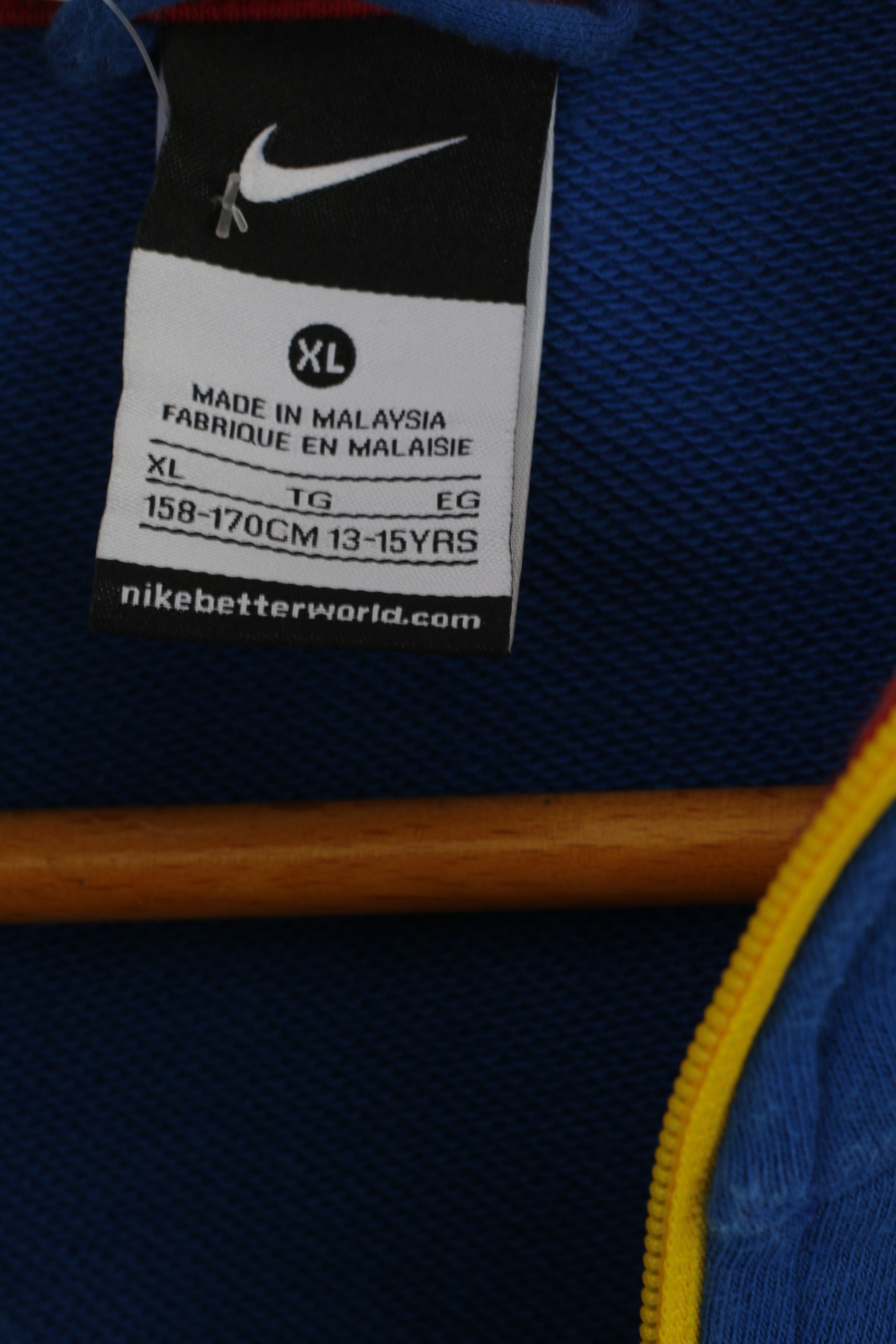 Nike - Sweat-shirt de sport zippé en coton bleu pour jeunes 13-15 ans 158/170