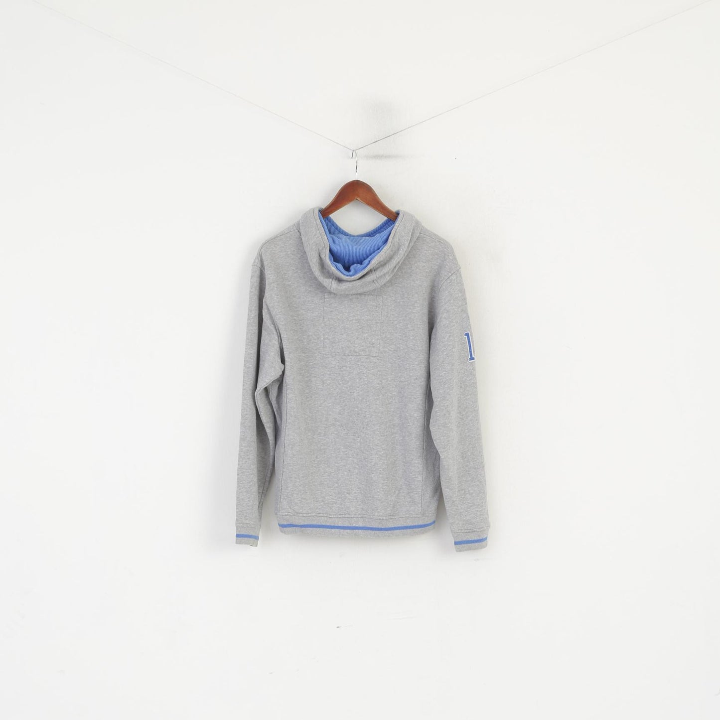 Champion Men M Sweatshirt Grey Cotton Vintage Kangaroo Pocket Hoodie Top