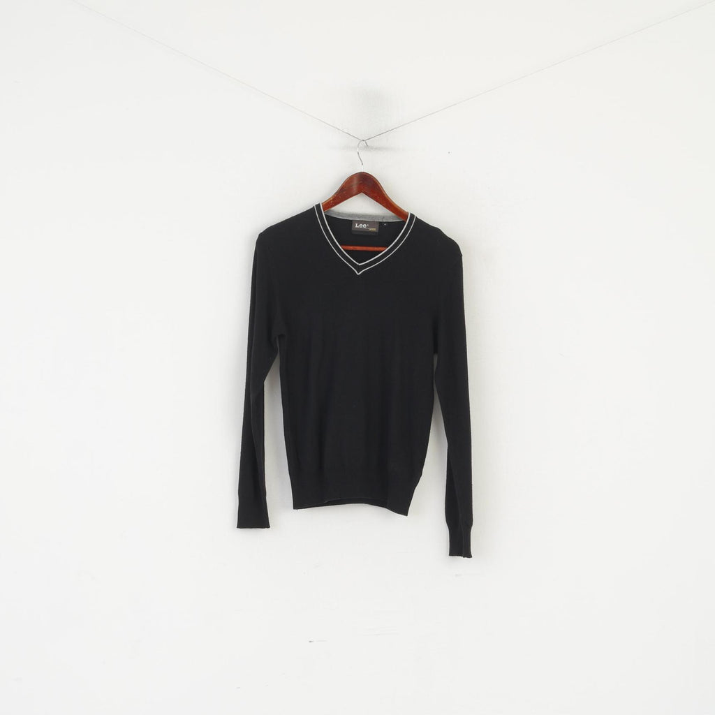 Lee Maglione da donna Maglieria nera Maglione in misto lana con scollo a V morbido e sottile