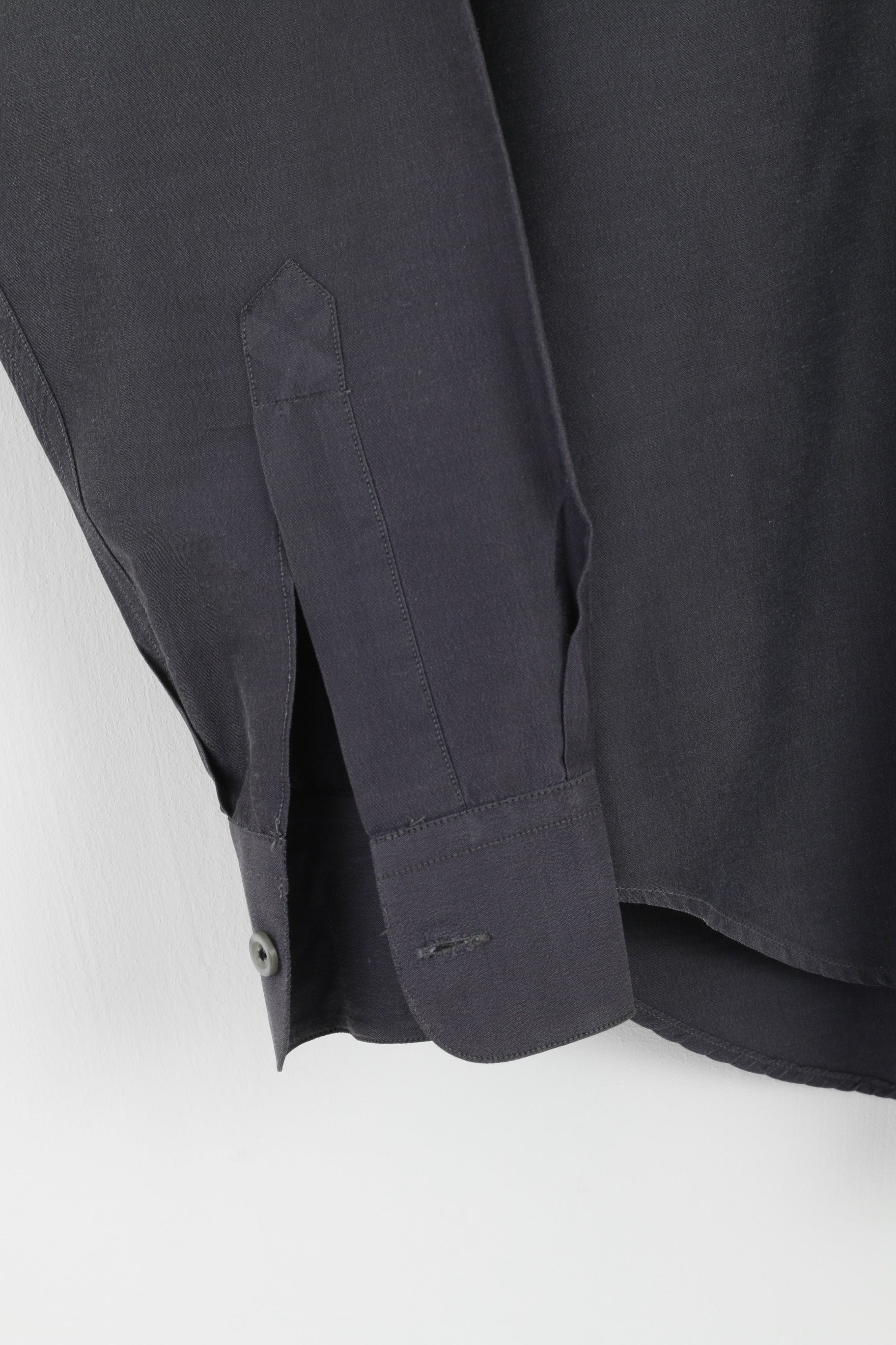 Calvin Klein Uomo 33 M Camicia casual Top a maniche lunghe in morbido cotone grigio scuro