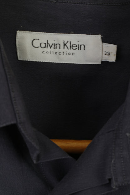 Calvin Klein Mens 33 M Casual Shirt Dark Grey Cotton Soft Long Sleeve Top