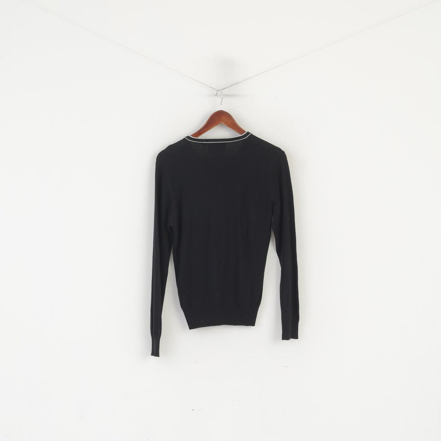 Lee Women S Jumper Black Knitwear Wool Blend V Neck Soft Thin Sweater