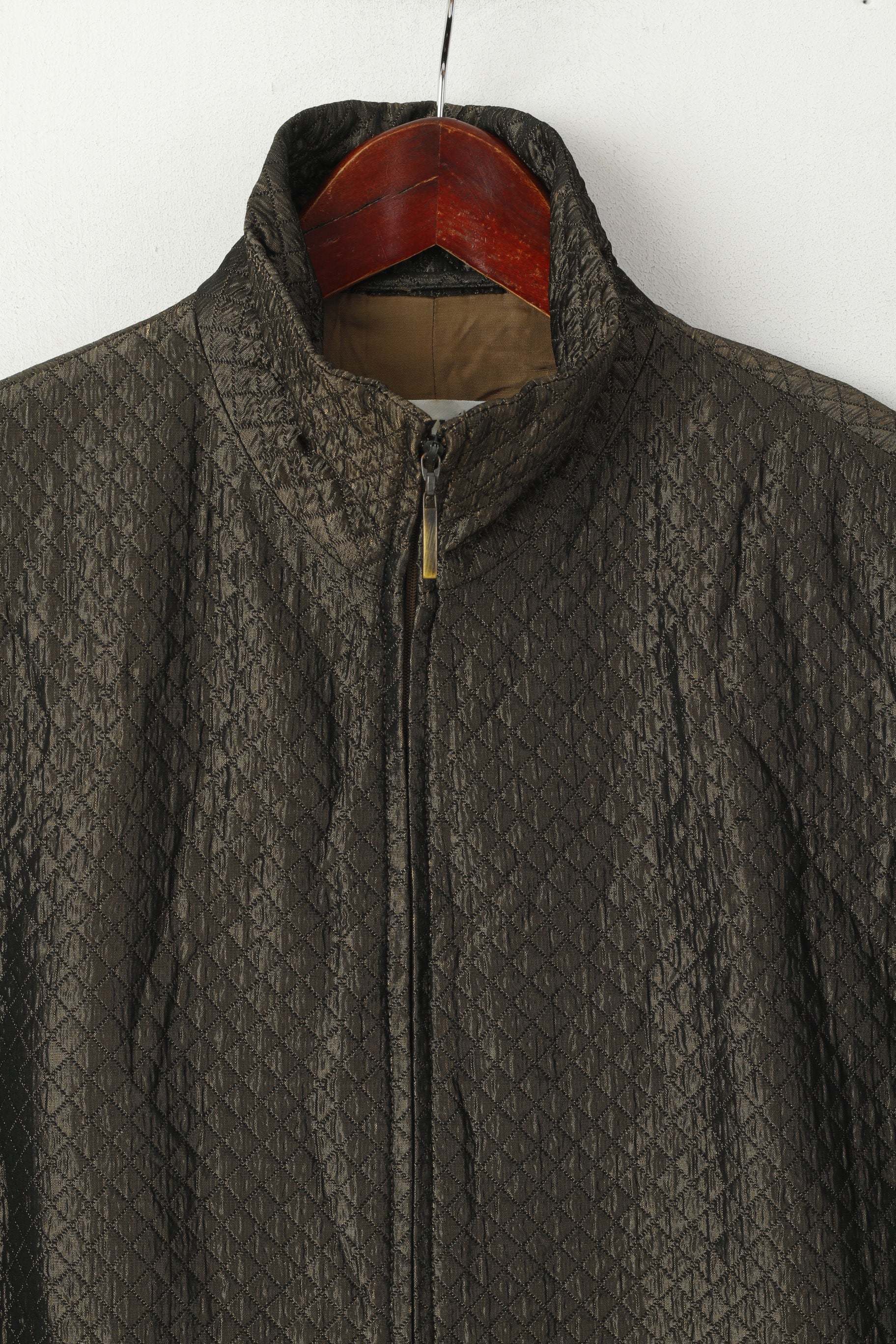 Gerry Weber Femmes 14 42 L Veste Vieil Or Brillant Rétro Fermeture Éclair Complète Classique Col Montant Haut