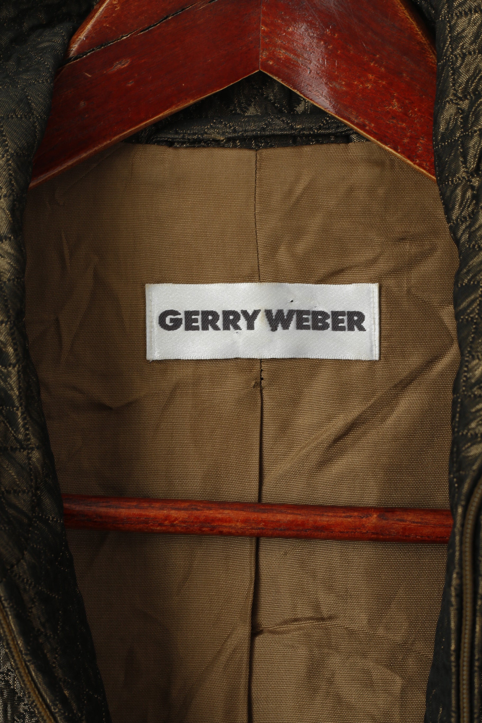 Gerry Weber Femmes 14 42 L Veste Vieil Or Brillant Rétro Fermeture Éclair Complète Classique Col Montant Haut