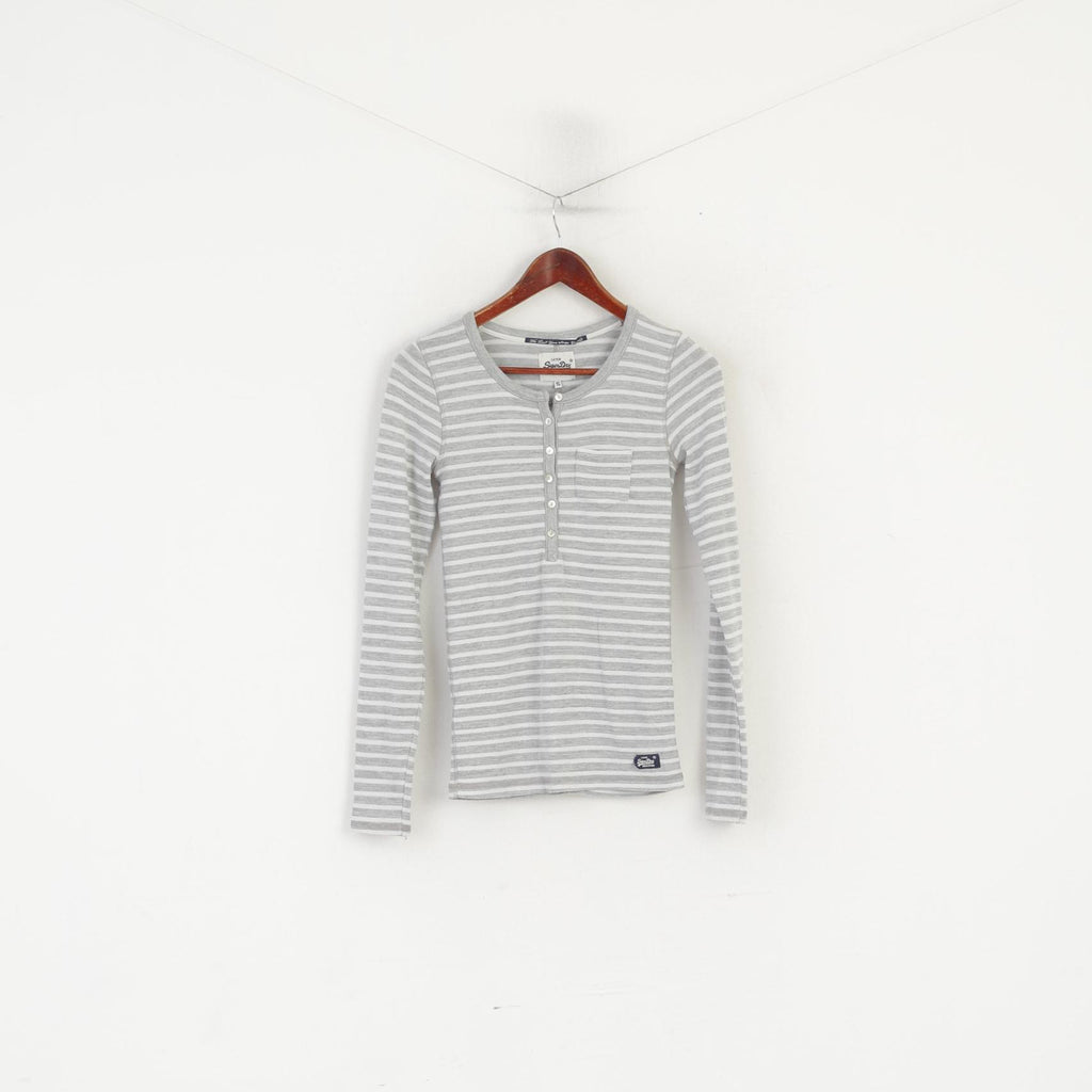 Superdry Women S Long Sleeved Shirt Grey Stretch Base Layer Classic Top