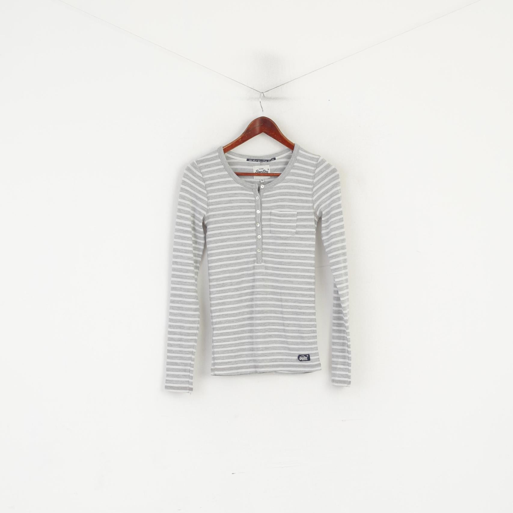 Superdry Women S Long Sleeved Shirt Grey Stretch Base Layer Classic Top