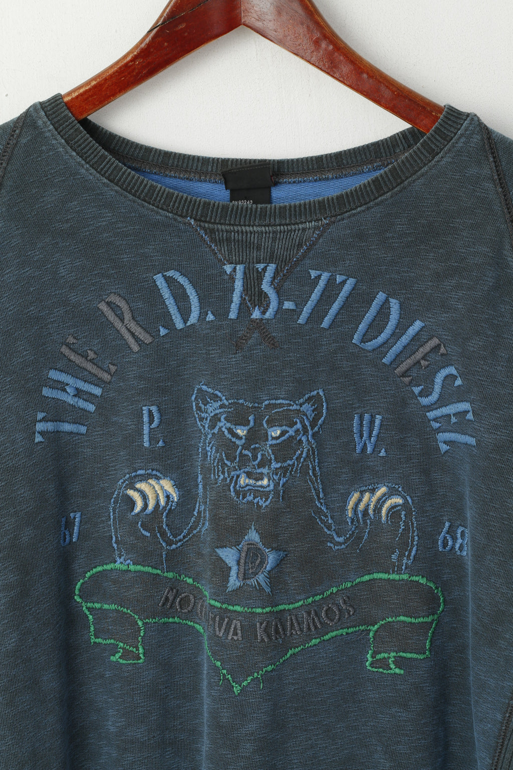 Diesel Uomo M (S) Felpa Navy Graphic Nouseva Kaamos Slim Girocollo in cotone Top