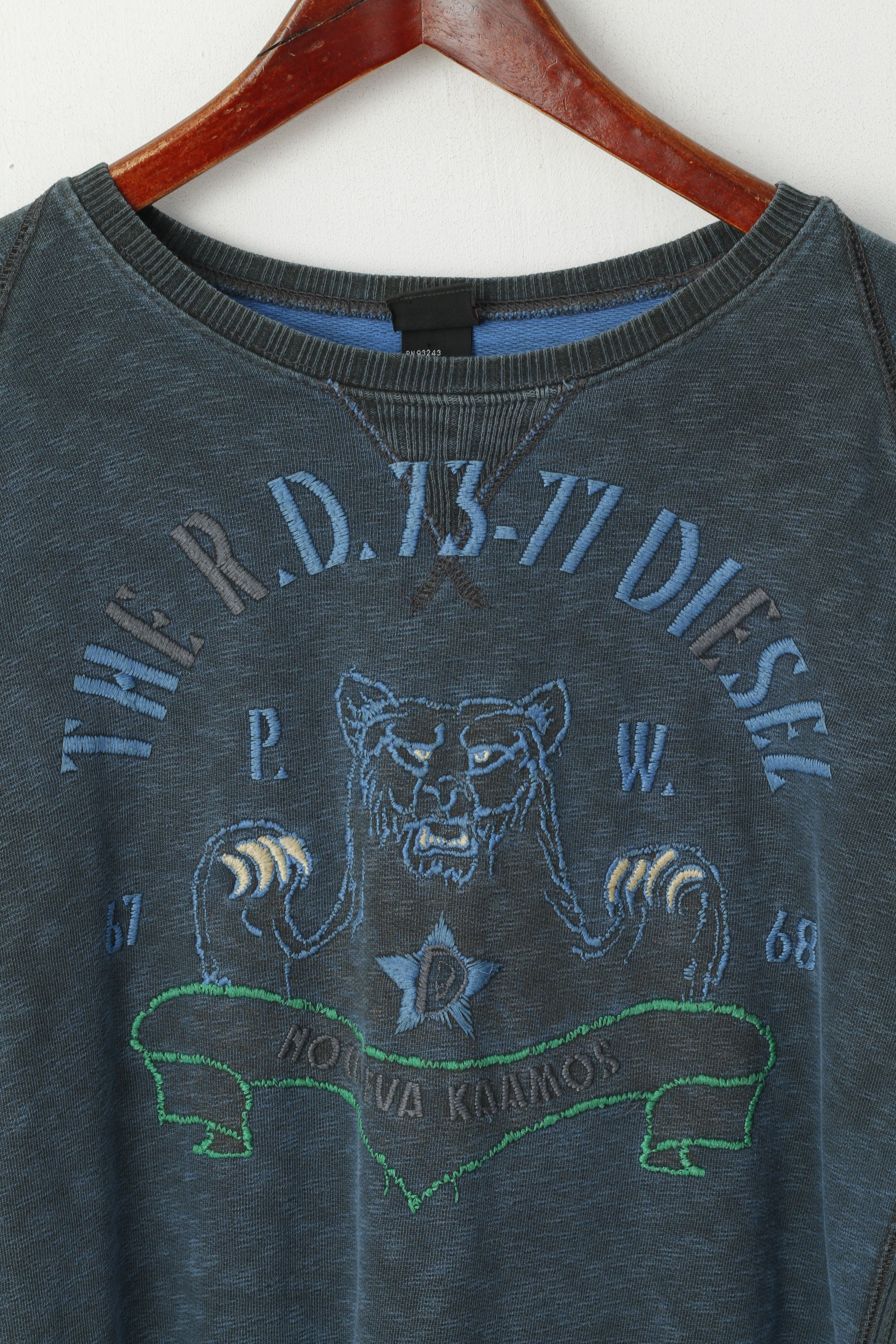 Diesel Uomo M (S) Felpa Navy Graphic Nouseva Kaamos Slim Girocollo in cotone Top