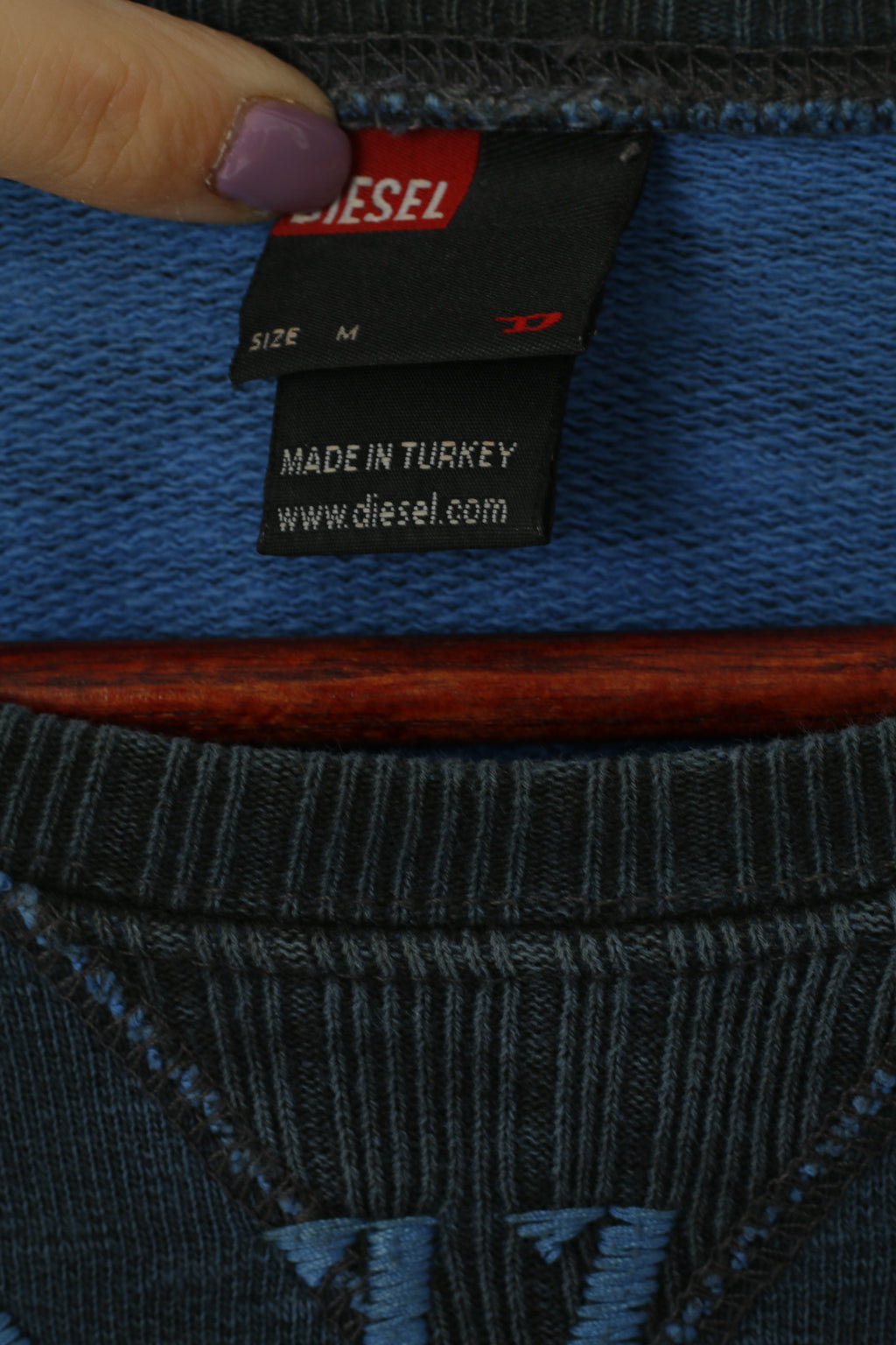 Diesel Uomo M (S) Felpa Navy Graphic Nouseva Kaamos Slim Girocollo in cotone Top