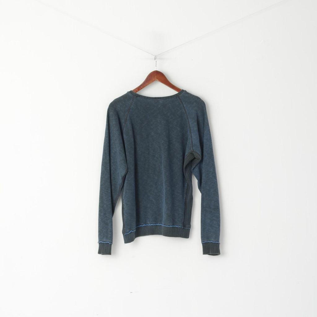 Diesel Uomo M (S) Felpa Navy Graphic Nouseva Kaamos Slim Girocollo in cotone Top