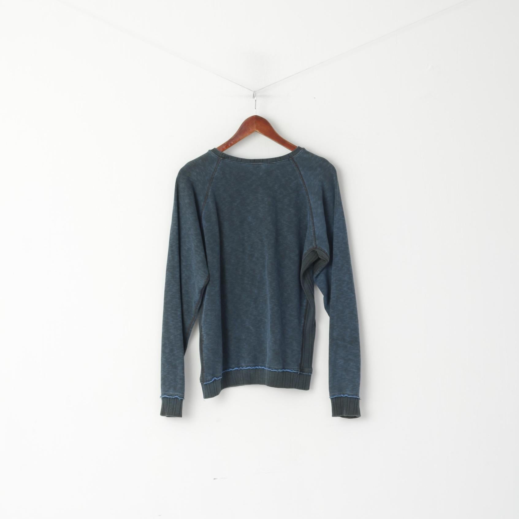 Diesel Uomo M (S) Felpa Navy Graphic Nouseva Kaamos Slim Girocollo in cotone Top