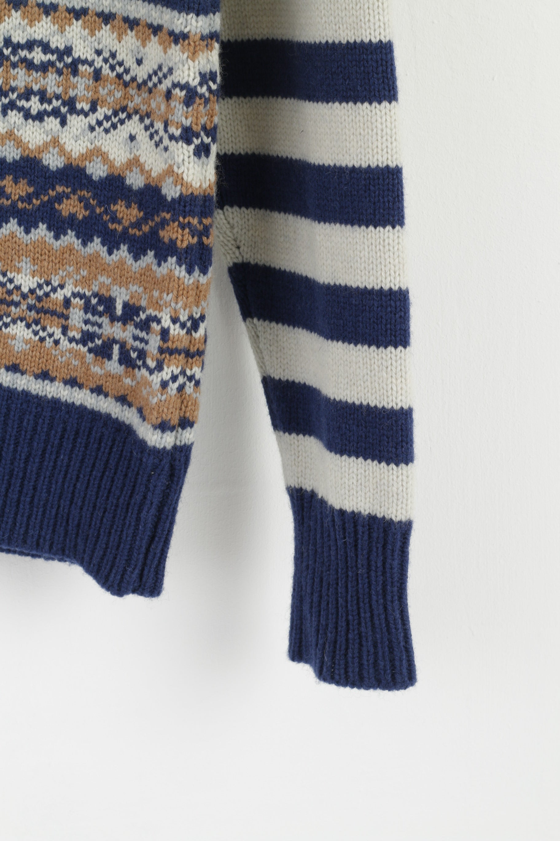 Brandsdal Norvège Femmes L Jumper Bleu Laine Ras Du Cou Nordique Long Pull