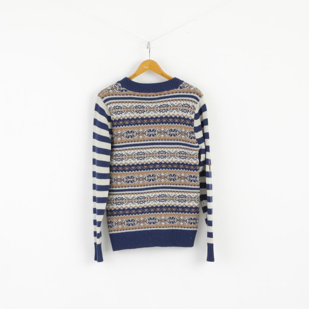 Brandsdal Norway Women L Jumper Blue Wool Crew Neck Nordic Long Sweater