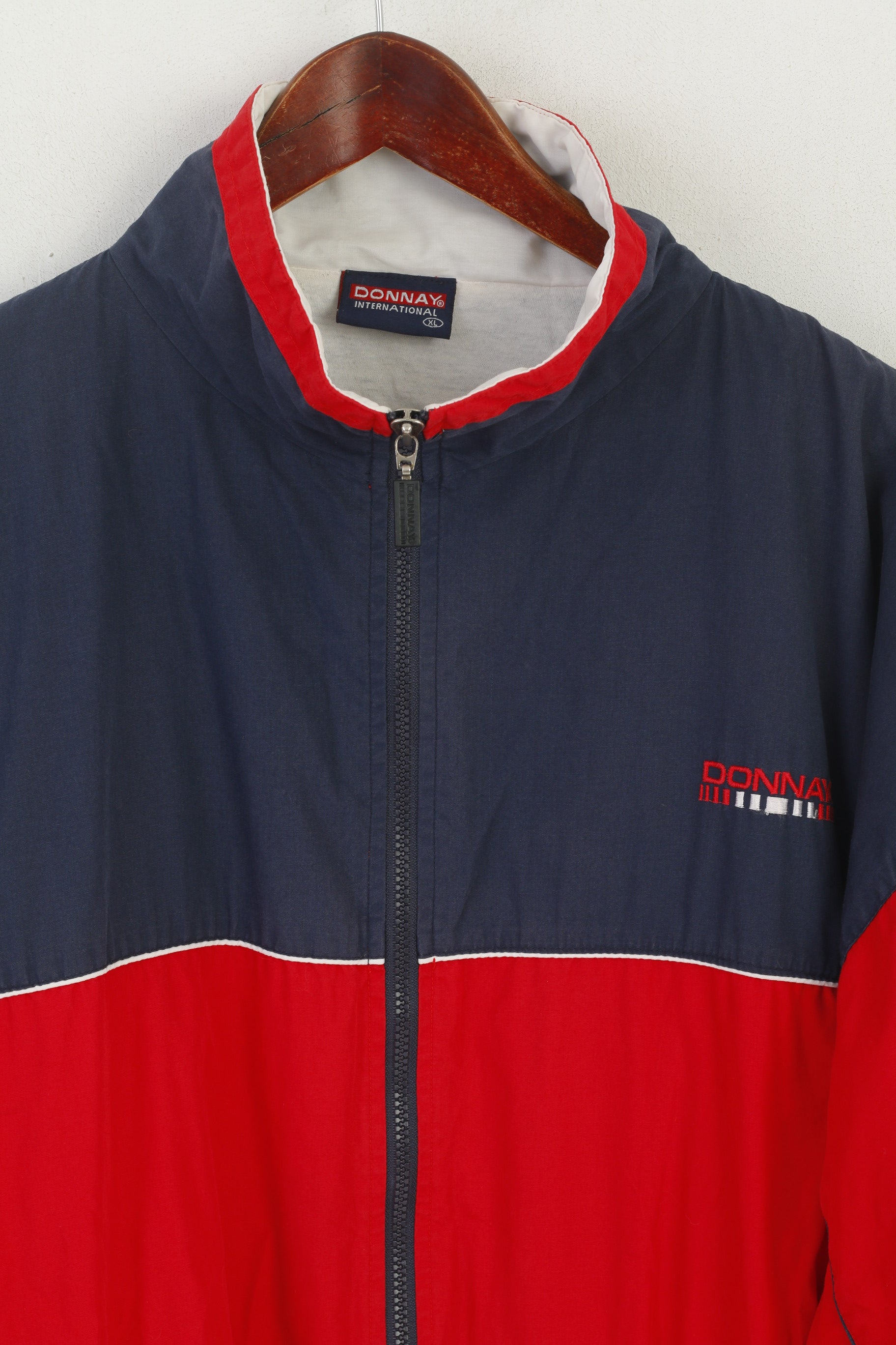 Donnay International Men XL Jacket Navy Vintage Bomber Nylon Tennis Full Zip Top