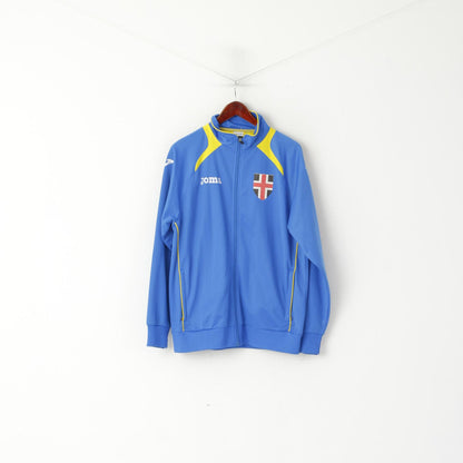 Joma Men L Sweatshirt Blue Shiny England Full Zipper Activewear Sport Track Top