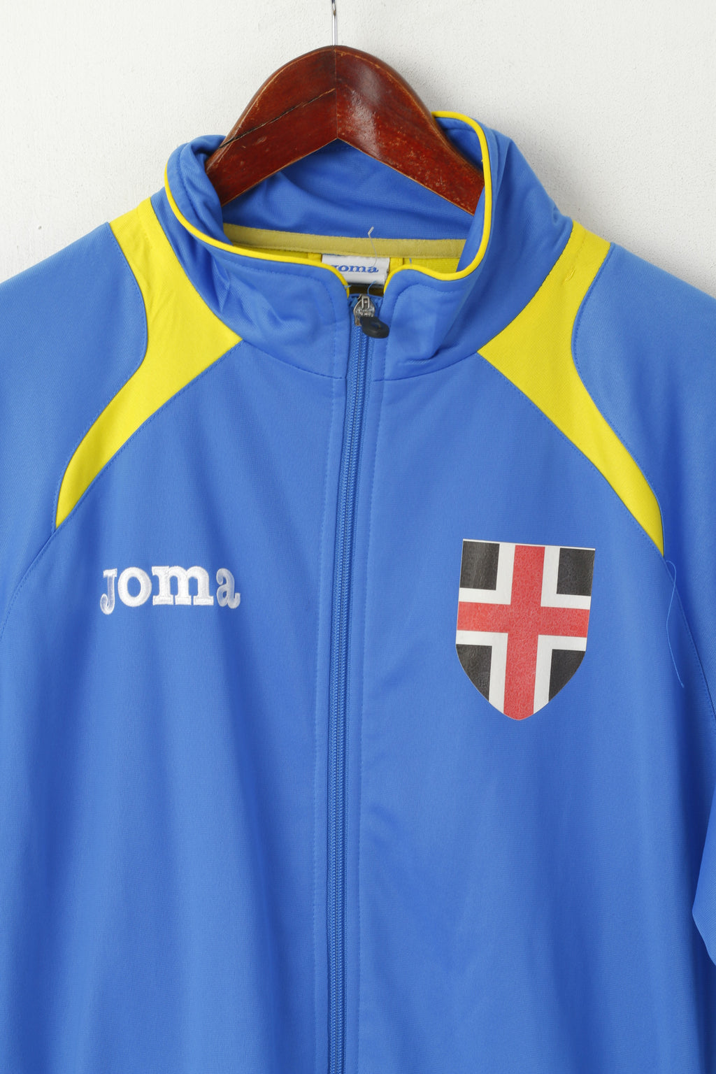 Joma Men L Sweatshirt Blue Shiny England Full Zipper Activewear Sport Track Top
