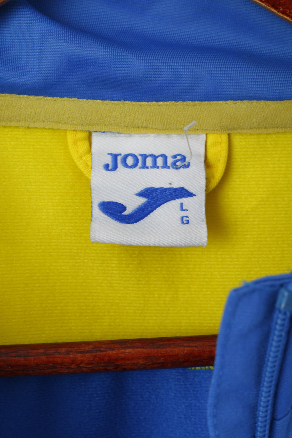 Joma Men L Sweatshirt Blue Shiny England Full Zipper Activewear Sport Track Top