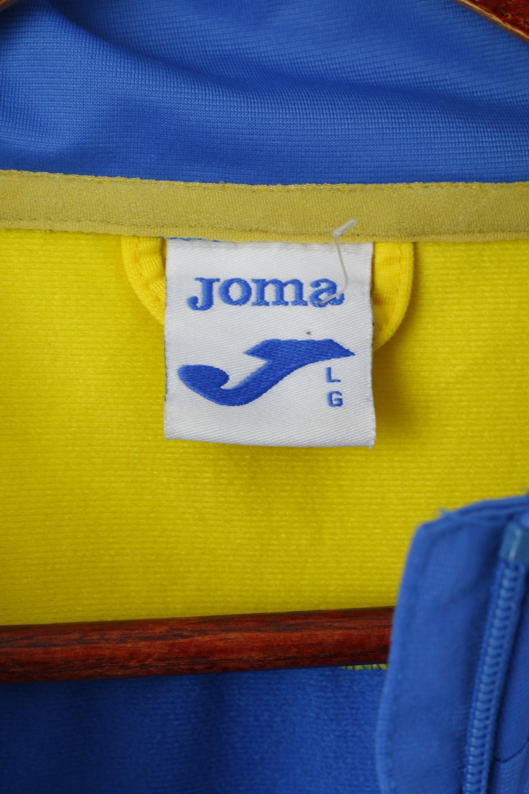 Joma Men L Sweatshirt Blue Shiny England Full Zipper Activewear Sport Track Top