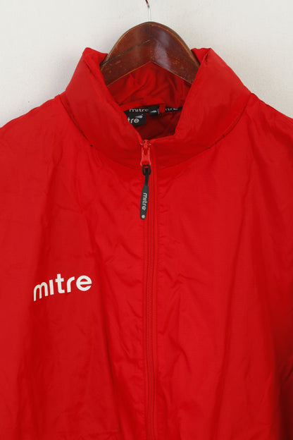 Mitre Mes L Jacket Red Cheam Sports FC Lightweight Sportswear Red Full Zipper Hidden Hood