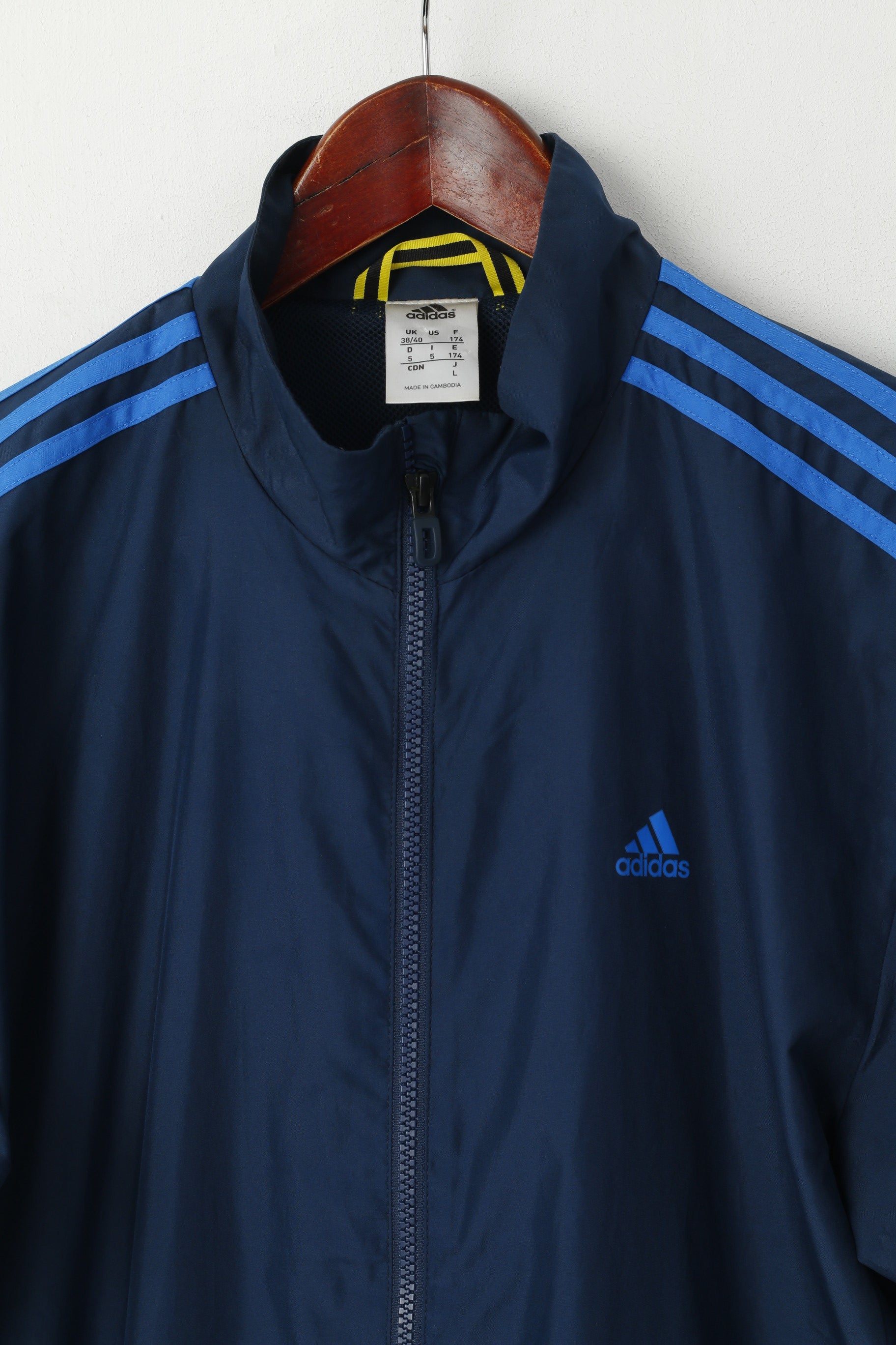 Adidas Men 38/40 M Jacket Navy Training Activewear Bomber Zip Up Top