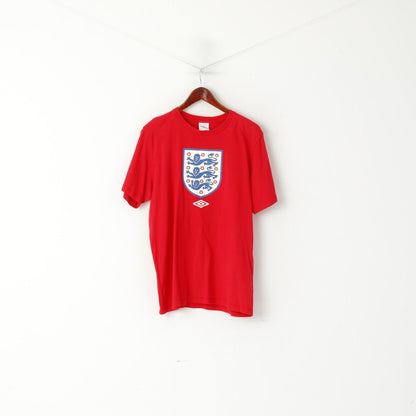 Umbro Hommes XL T-Shirt Rouge Coton National Angleterre Équipe Football Sport Haut
