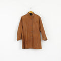 Frapelz Modell Femme L Veste Marron Cuir vintage années 90 boutonné Long Top