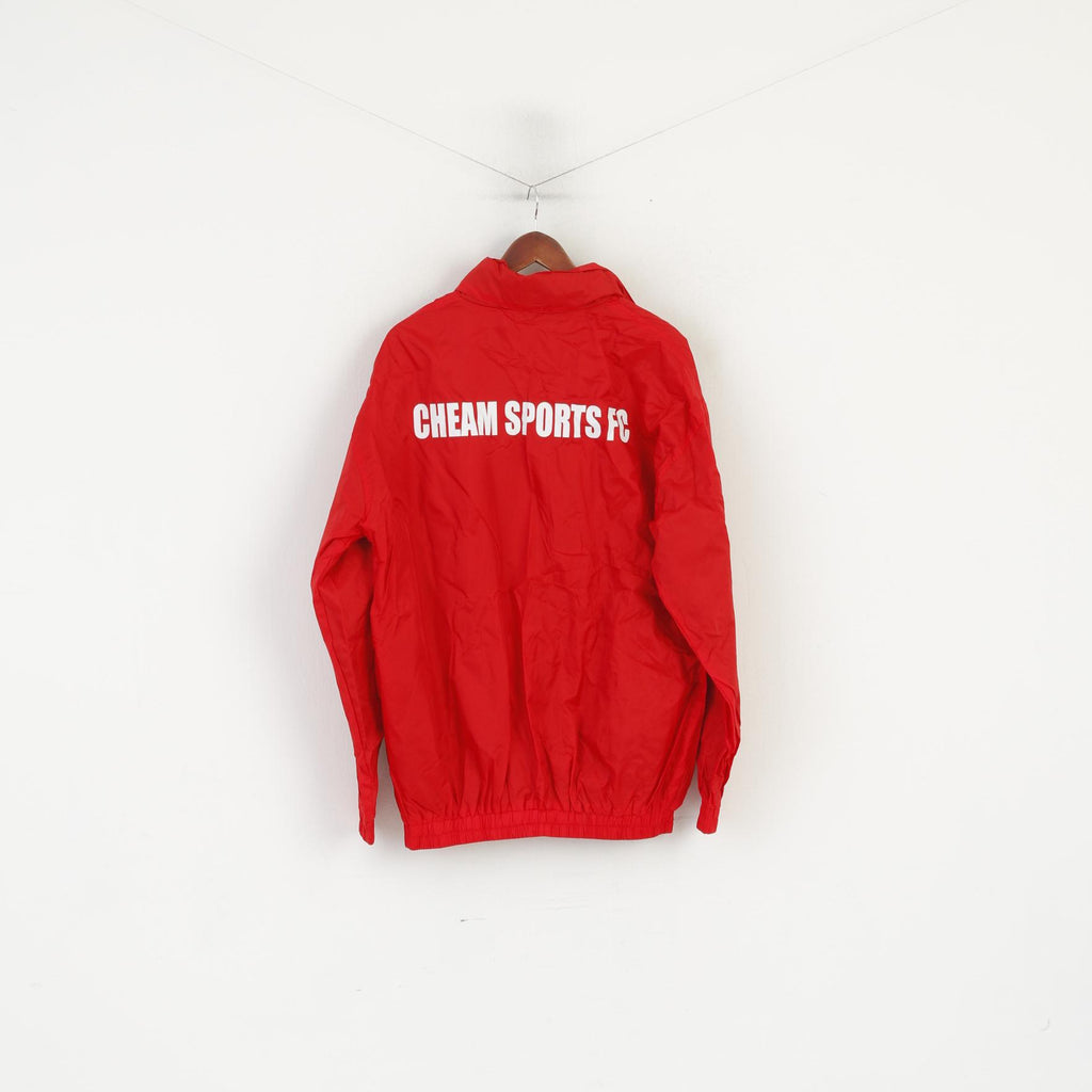Mitre Mes L Jacket Red Cheam Sports FC Lightweight Sportswear Red Full Zipper Hidden Hood