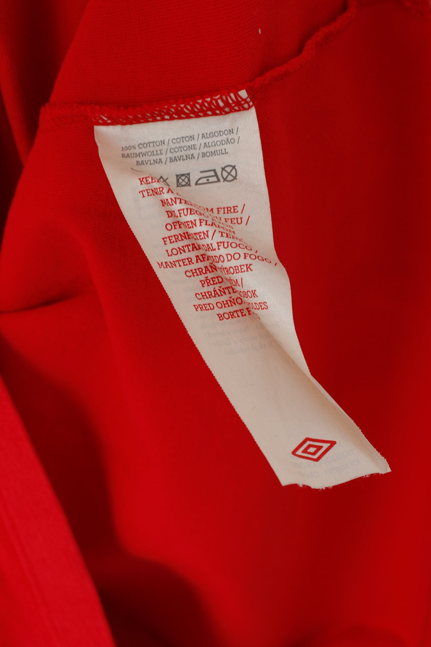 T-shirt Umbro da uomo XL in cotone rosso, top sportivo da calcio della nazionale inglese