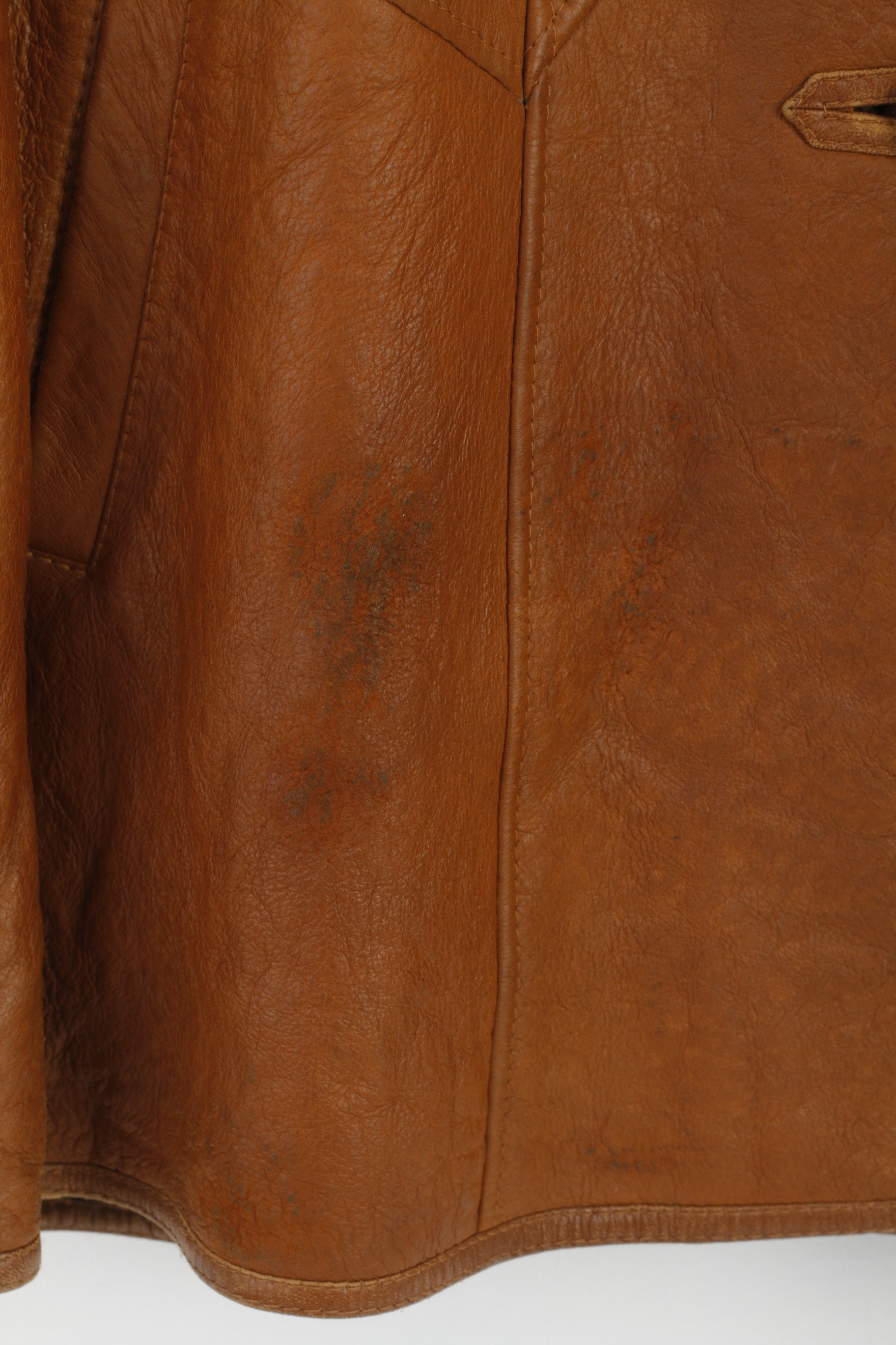 Frapelz Modell Femme L Veste Marron Cuir vintage années 90 boutonné Long Top