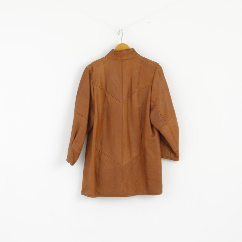 Frapelz Modell Femme L Veste Marron Cuir vintage années 90 boutonné Long Top