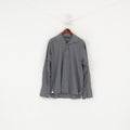 Jeff Banks Men 41 16 L Casual Shirt Gray Cotton Check Long Sleeve Cuff Top