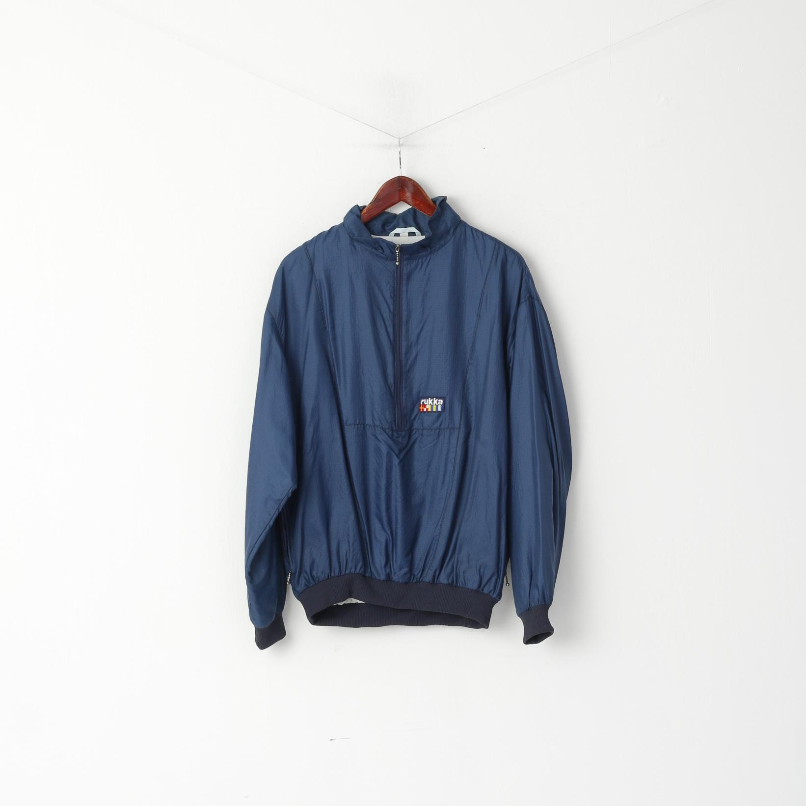 Rukka Giacca da uomo M Bomber blu scuro Finlandia Naylon Top sportivo con zip e collo impermeabile