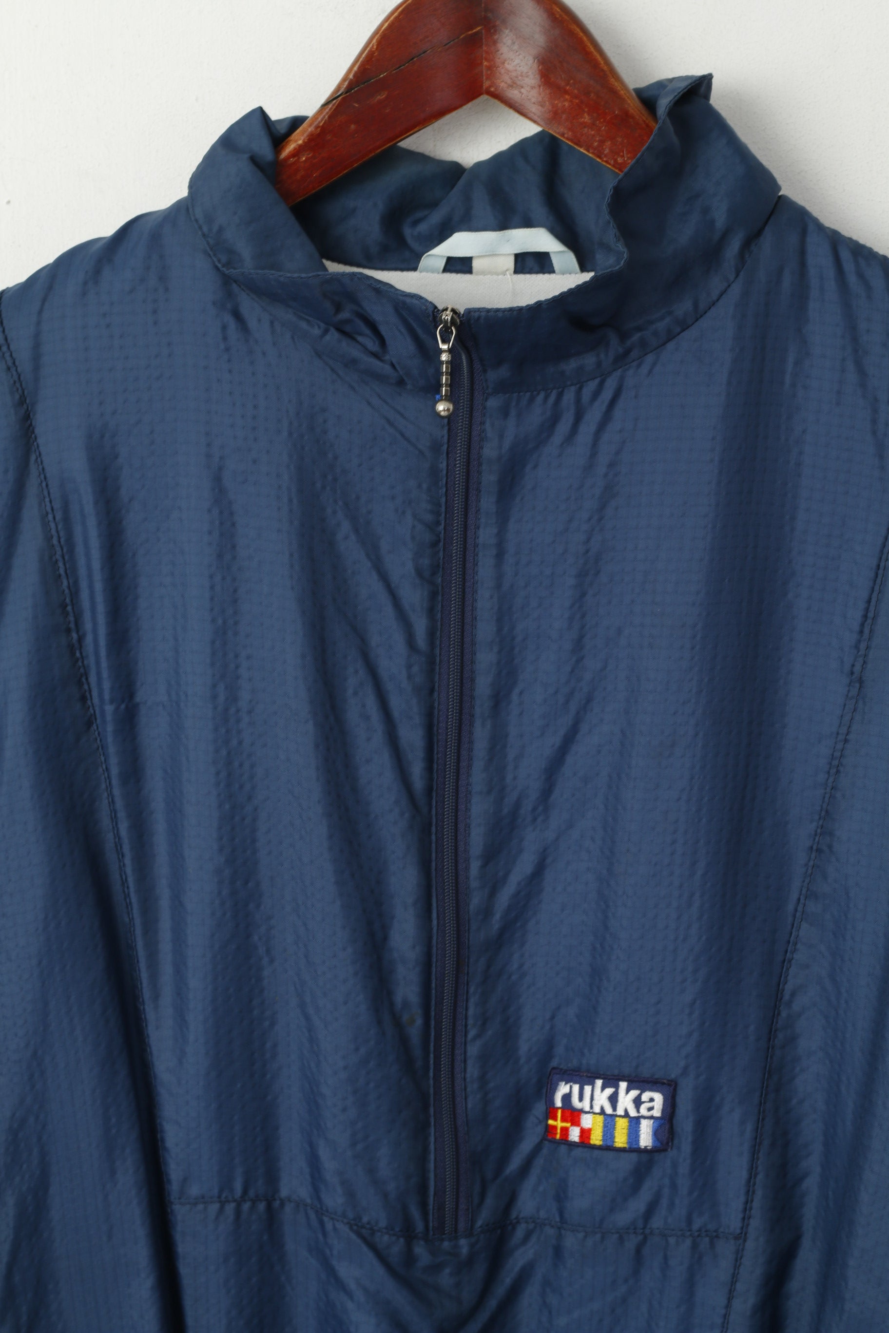 Rukka Giacca da uomo M Bomber blu scuro Finlandia Naylon Top sportivo con zip e collo impermeabile