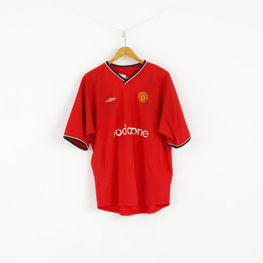 Umbro Hommes XL Chemise Rouge Manchester United Football Vintage Jersey Top