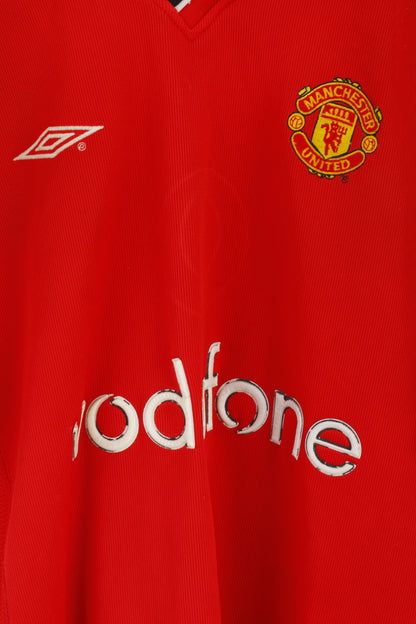 Maglia Umbro da uomo XL rossa, maglia vintage da calcio del Manchester United