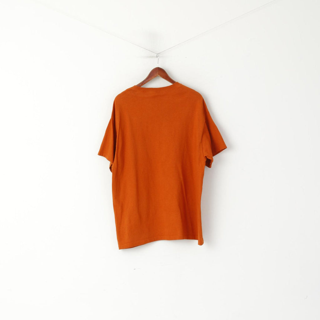 Delta Men XL T- Shirt Orange Cotton Vintage Graphic Christ Lord Crew Neck Top