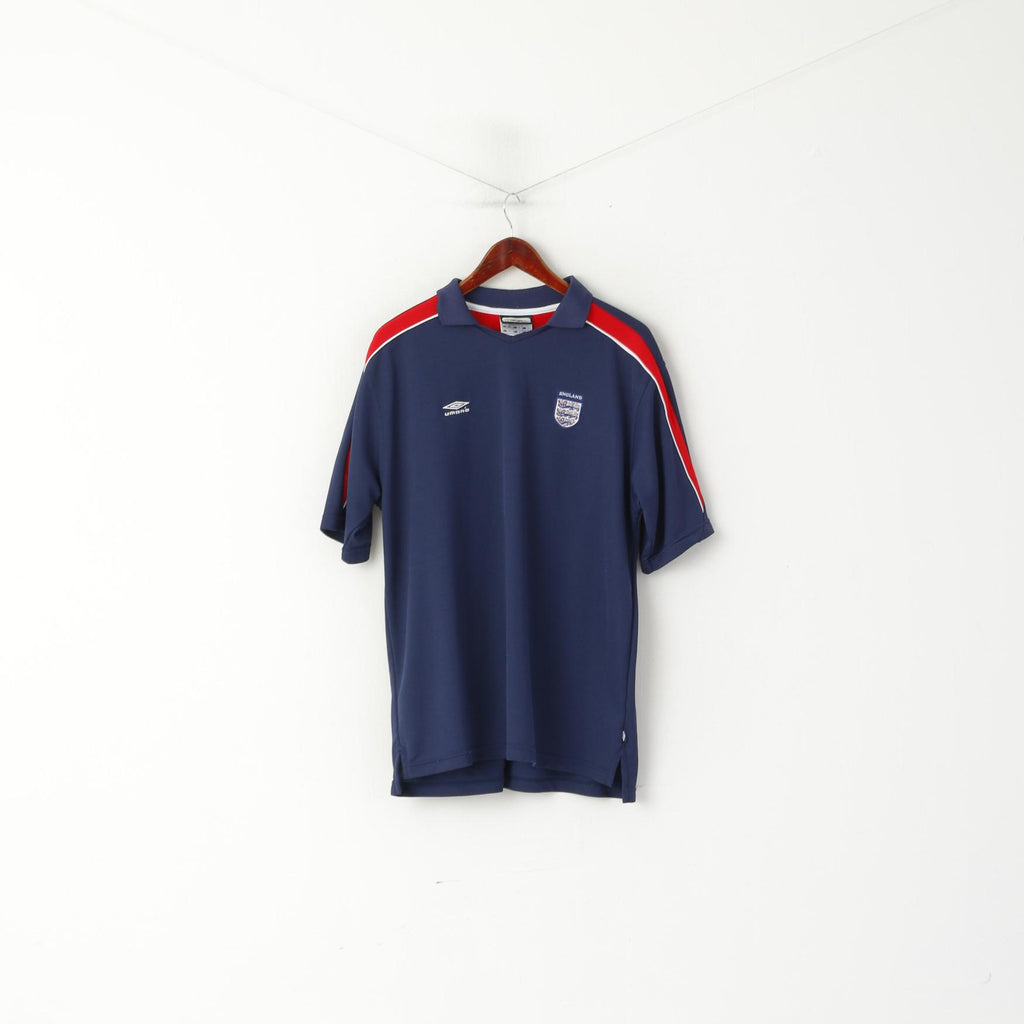 Umbro Men XL Polo Shirt Navy England National Football Team Jersey Sport Top