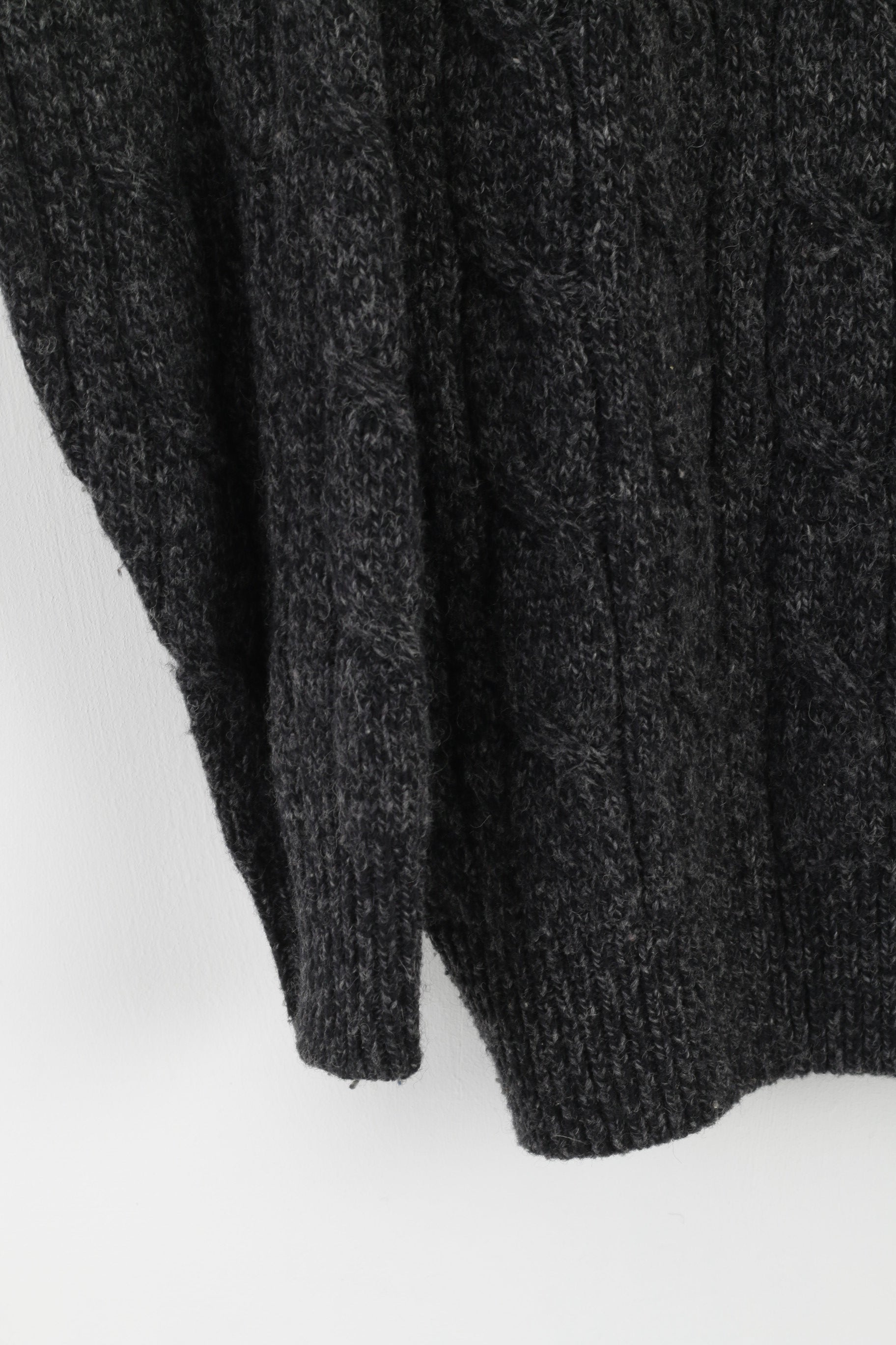 Gioni Feroti Men XL Jumper Dark Grey Wool Blend Zip Neck Vintage Sweater