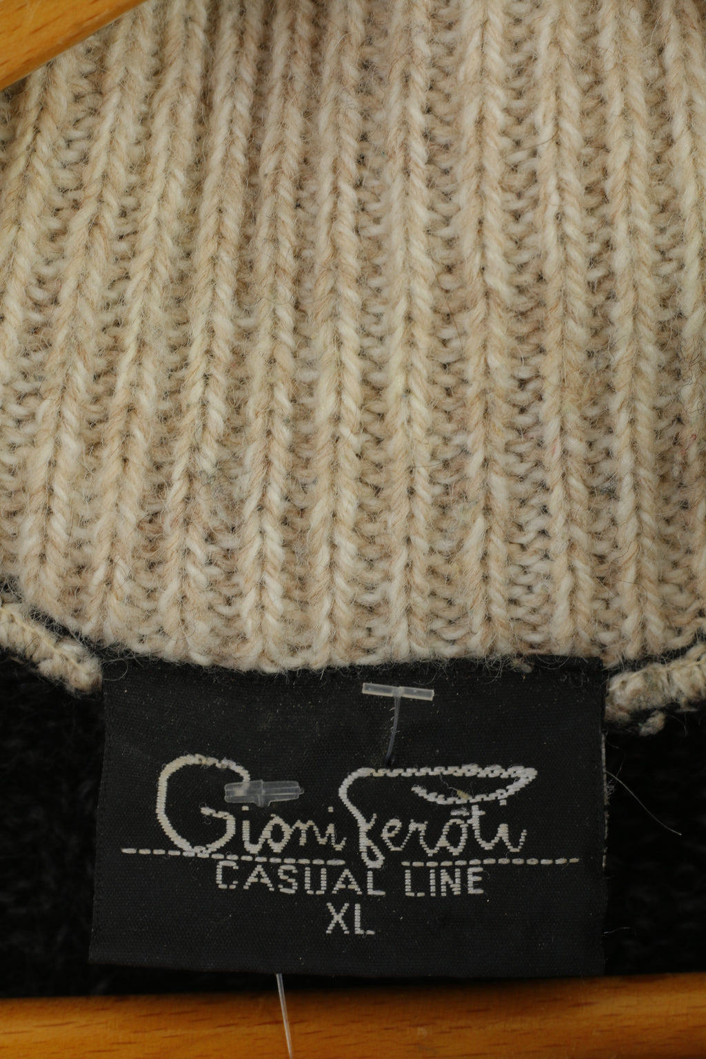 Gioni Feroti Men XL Jumper Dark Grey Wool Blend Zip Neck Vintage Sweater