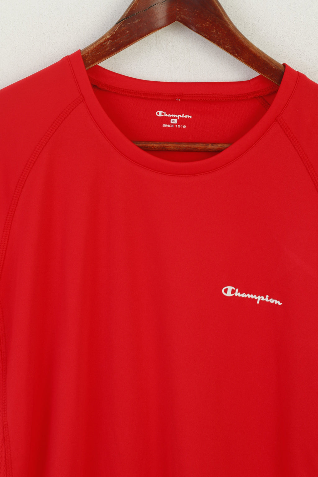 Champion Men XL Shirt Red Training Activewear Sport Crew Neck Jersey Top