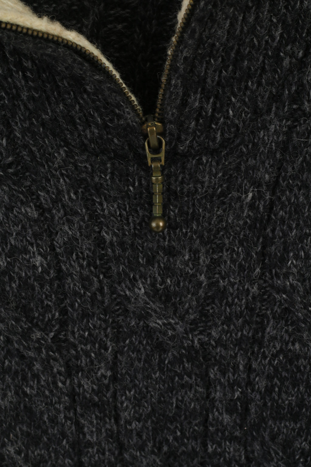 Gioni Feroti Men XL Jumper Dark Grey Wool Blend Zip Neck Vintage Sweater